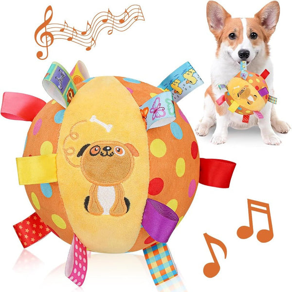 Plush Tug-and-Squeak Dog Ball